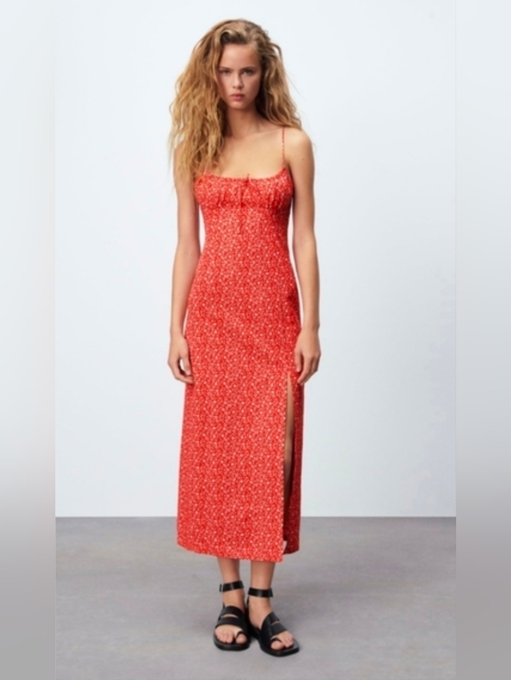 ZARA front slit midi dress